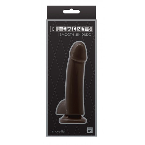 Коричневый гладкий фаллоимитатор на присоске с мошонкой Smooth 4 Inch Dildo - 14,6 см.