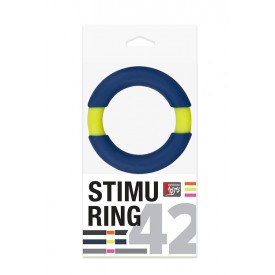 Синее эрекционное кольцо NEON STIMU RING 42MM BLUE/YELLOW