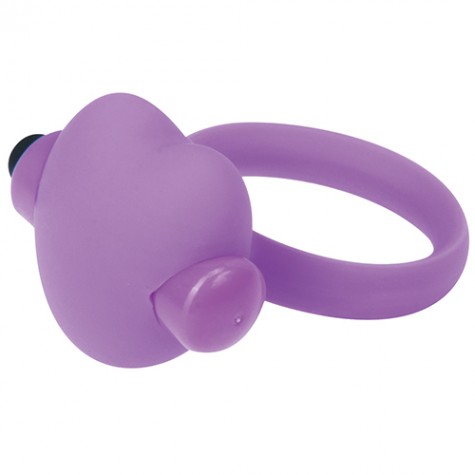 Фиолетовое эрекционное виброкольцо с сердечком HEART BEAT COCKRING SILICONE