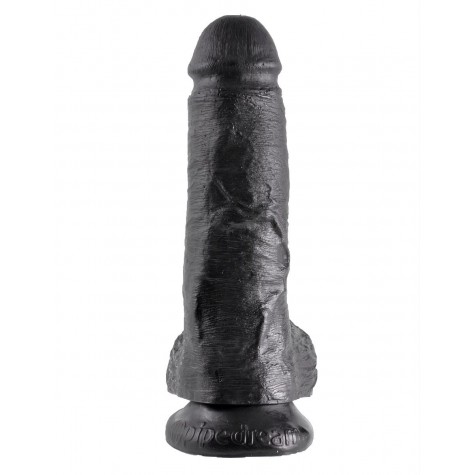 Чёрный фаллоимитатор 8" Cock with Balls - 21,3 см.